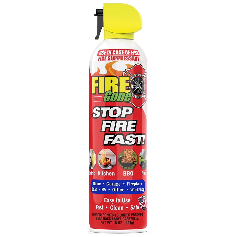 Versatile Fire Gone 16 oz Fire Extinguishing  Water Based Aerosol Suppressant  (Pk of 1) Class A, B, C Fires.