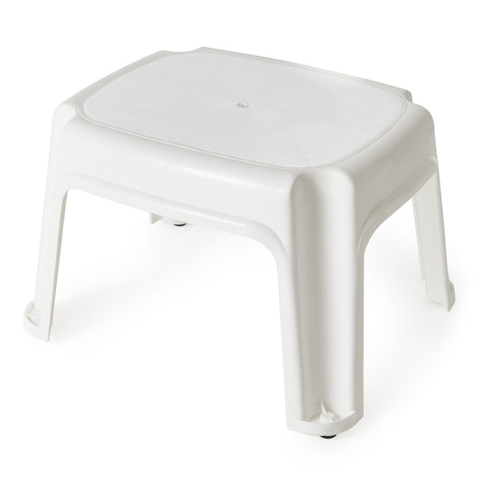 Versatile Gracious Living 9.5-Inch Tall, Sturdy Non Slip Plastic Single Level Home Step Stool, White