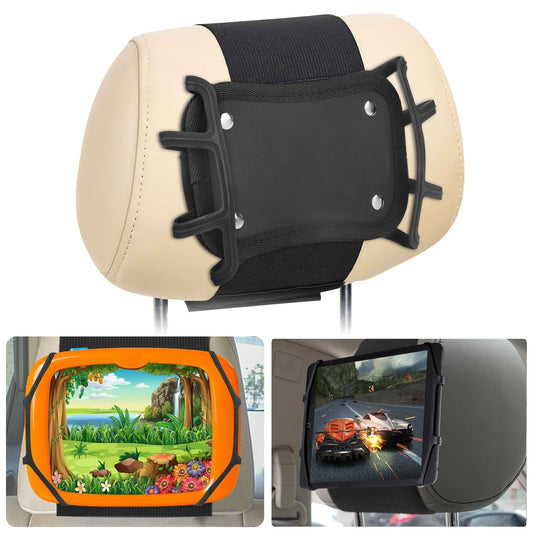 Versatile Headrest Mount Tablet Holder for Car, TSV Universal Silicone Holder for Kids Tablet Stand, Angle-Adjustable Car Seat Head Rest Holder Fits for 7-10.5'' iPad Mini Air Pro Nintendo Switch