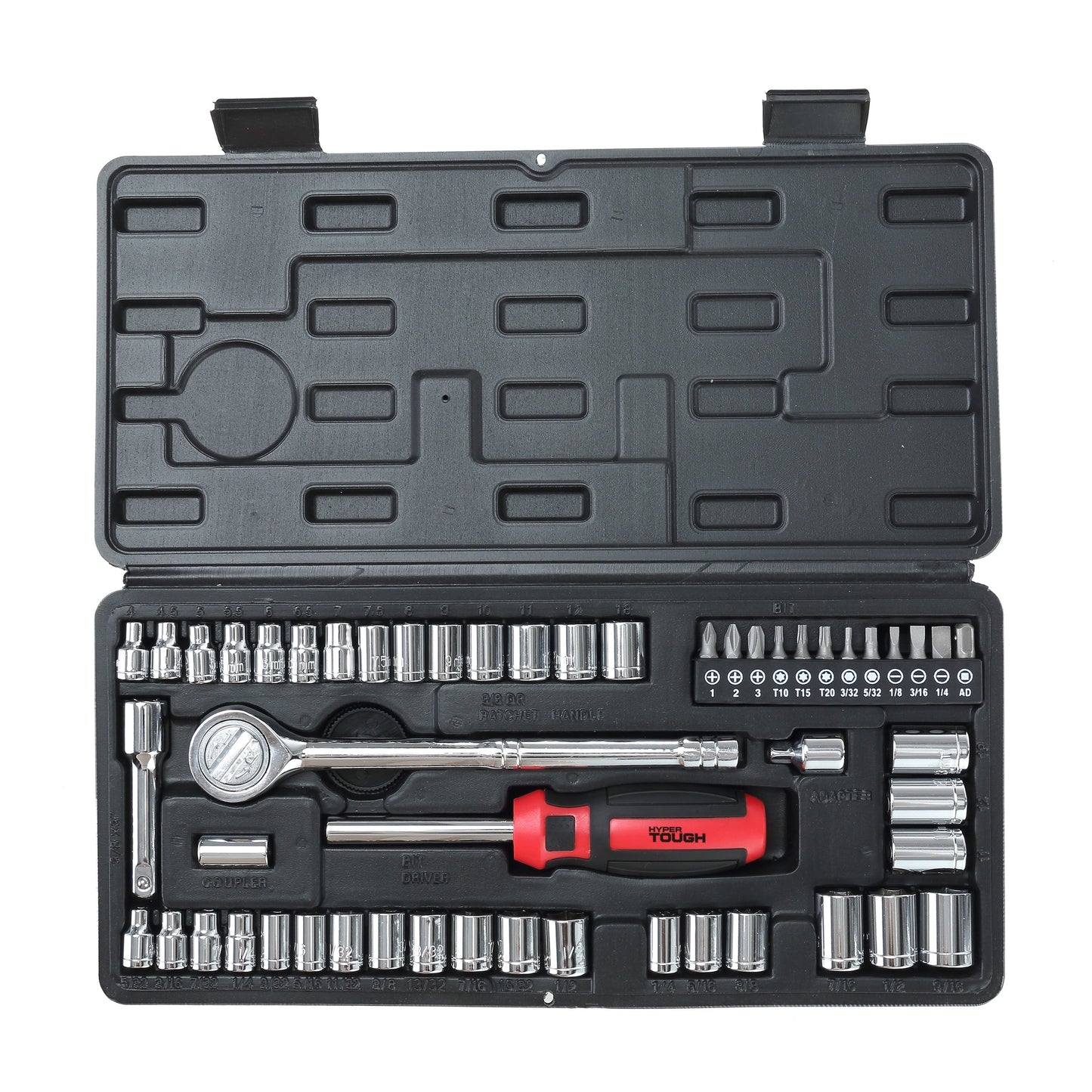 Versatile Hyper Tough 54 Piece 1/4 and 3/8 inch Drive Socket Set