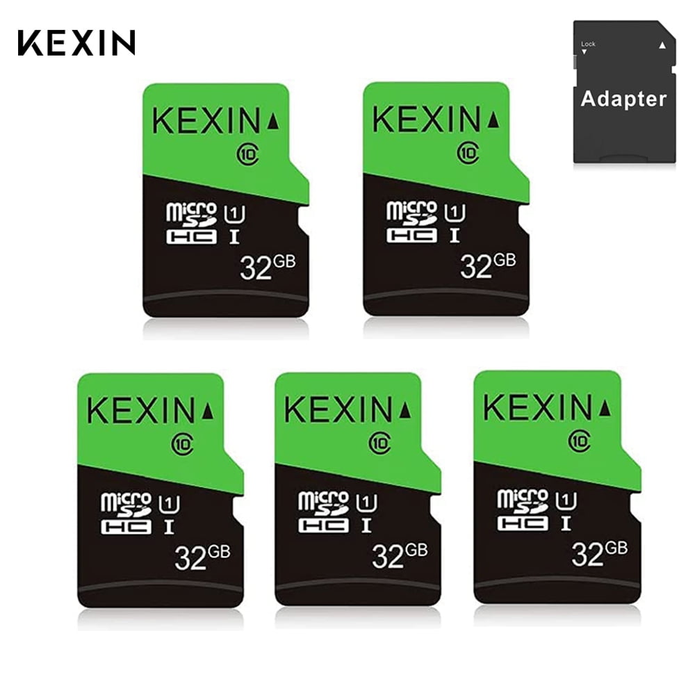 Versatile KEXIN Micro SD Card 32GB Memory Card with Adapter Class 10 UHS-I for Phone / Tablet / Camera / Drone / Dash Cam / Nintendo Switch, 5 Pack