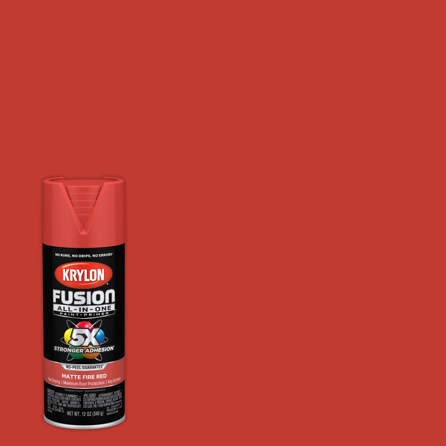 Versatile Krylon Fusion All-In-One Spray Paint, Matte, Fire Red, 12 oz.