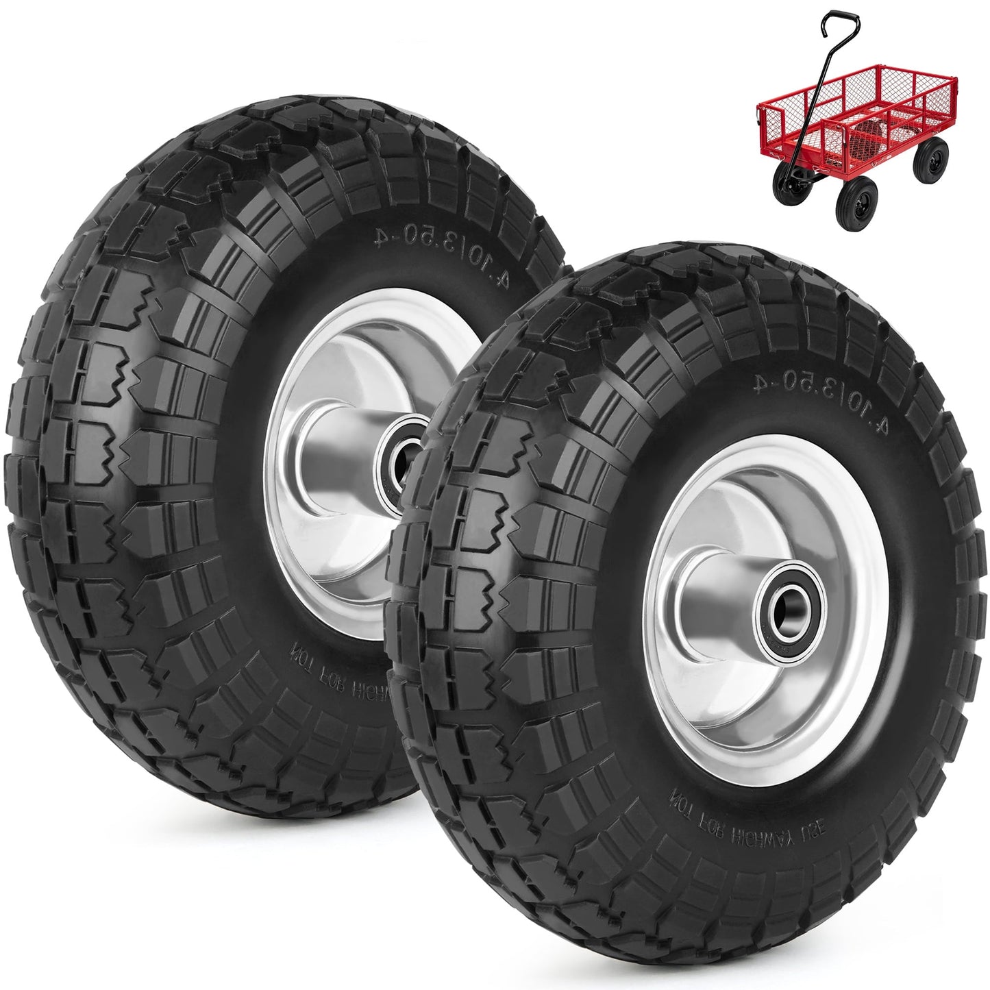 Classic LotFancy 10 in Tire and Wheel, 4.10/3.50-4 Air Less Solid Tyre Wheels for Hand Truck Gorilla Cart Garden Wagon Trolley Dolly Replacement Tire, 2 Pack