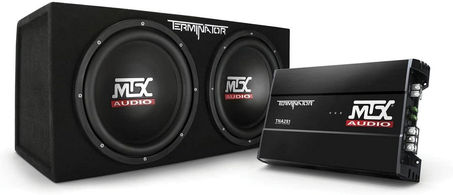 Versatile MTX TNP212D2 12" 1200W Dual Loaded Car Subwoofer Audio w/ Sub Box and Amplifier