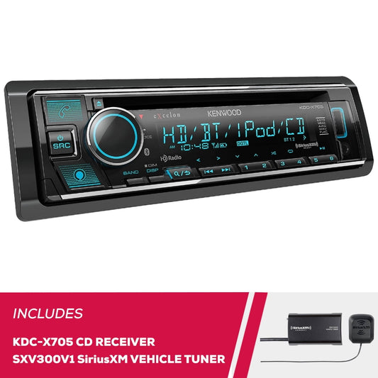 Versatile New Kenwood Excelon KDC-X705 Single DIN CD Receiver w/ Bluetooth & SiriusXM Tuner