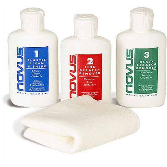 Versatile Novus Cleaning and Scratch Remover Kit with Microfiber Cleaning Cloth - 2 Ounce Set