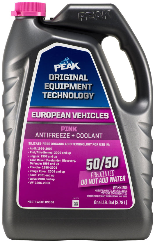 Classic PEAK Original Equipment Technology Antifreeze + Coolant For European Vehicles - Pink