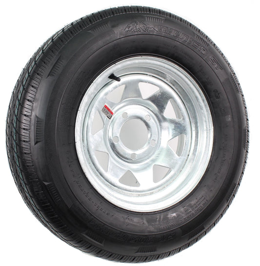 Classic Radial Trailer Tire On Rim ST205/75R14 14 in. 5 Lug Wheel Galvanized Spoke