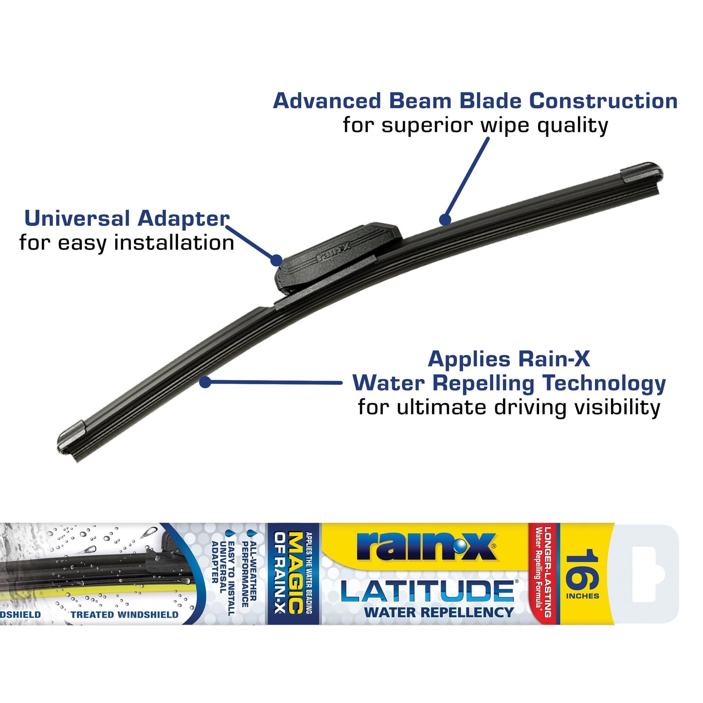 Versatile Rain-X Latitude Water Repellency 16" 2-in-1 Windshield Wiper Blade