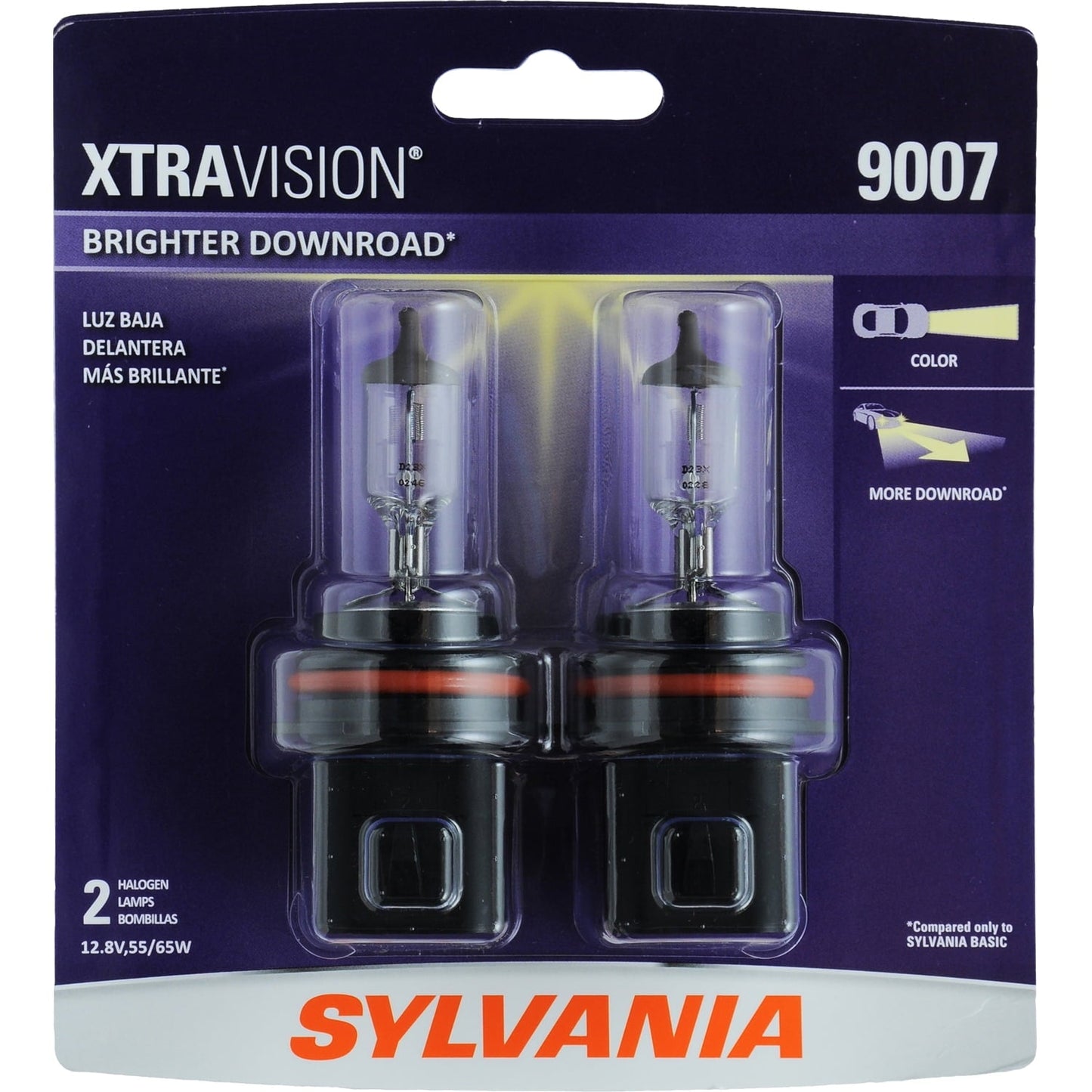 Classic Sylvania 9007 XtraVision Halogen Headlight Bulb, Pack of 2