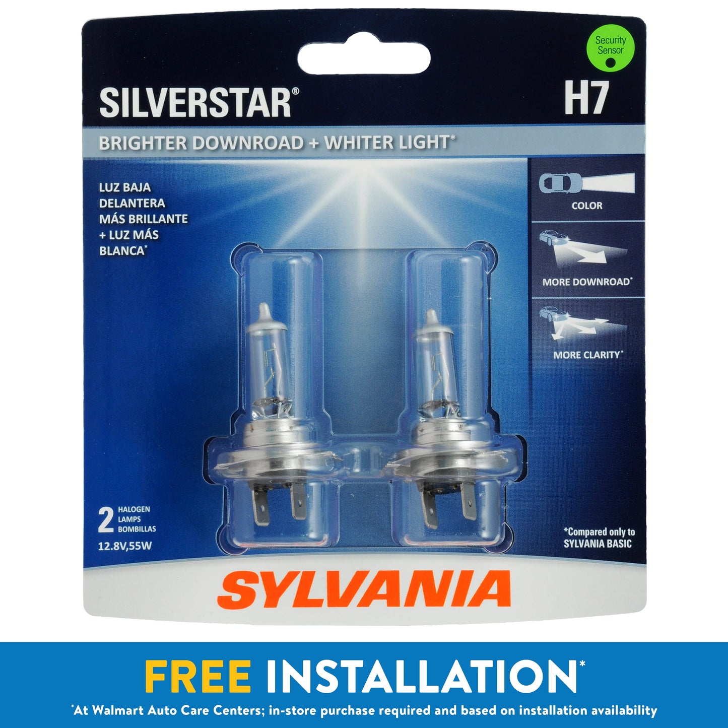 Versatile Sylvania H7 SilverStar Auto Halogen Headlight Bulb, Pack of 2