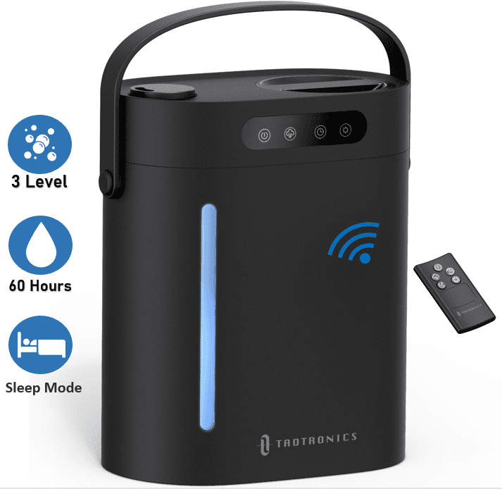 Classic Taotronics 6L Cool Mist Humidifier for Room Home Bedroom, Top Fill Humidifier with Touch Control, Adjustable 3 Mist Outputs, 3 Timers, Sleep Mode, for Office, Black