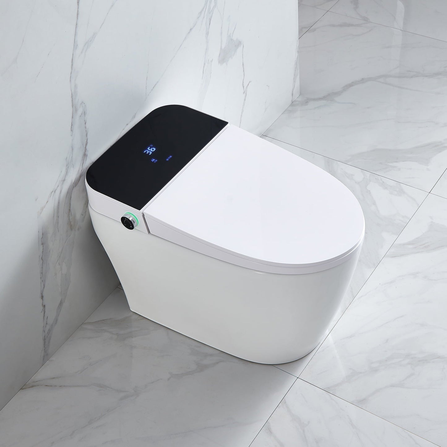 Classic Teekyooly Smart Toilet,One Piece Bidet Toilet for Bathrooms,Modern Elongated Toilet with Warm Water, Auto Flush, Foot Sensor Operation, Heated Bidet Seat ,Tankless Toilets with LED Display