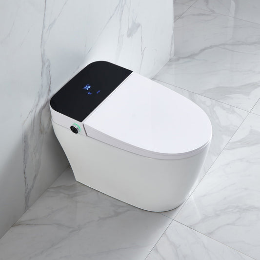 Classic Teekyooly Smart Toilet,One Piece Bidet Toilet for Bathrooms,Modern Elongated Toilet with Warm Water, Auto Flush, Foot Sensor Operation, Heated Bidet Seat ,Tankless Toilets with LED Display