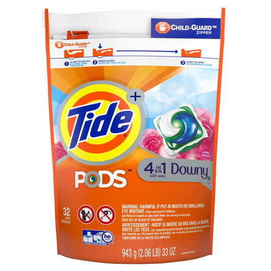 Classic Tide Pods Laundry Detergent Soap Packs with Downy, April Fresh, 32 Ct