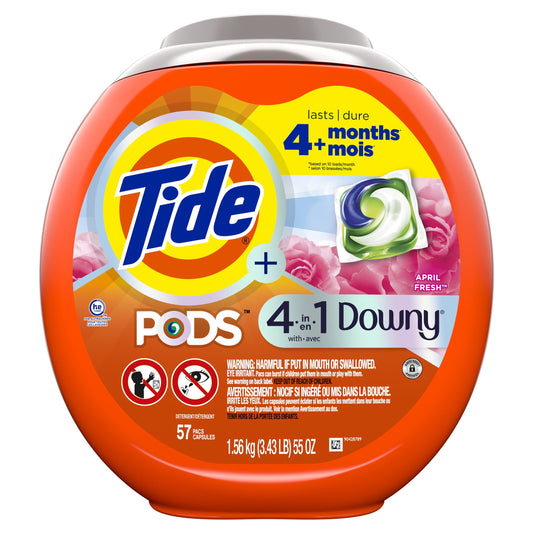 Versatile Tide Pods Laundry Detergent Soap Packs with Downy, April Fresh, 57 Ct