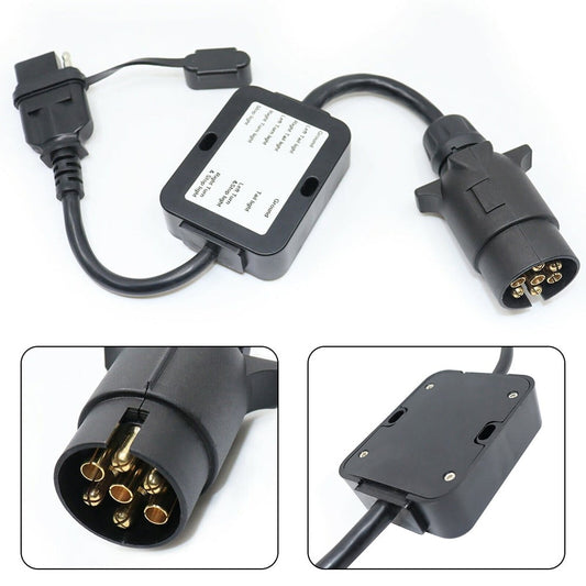 Versatile Trailer Light Converter European Round 7-Pin Connector to 4-Way Flat Pin Plug