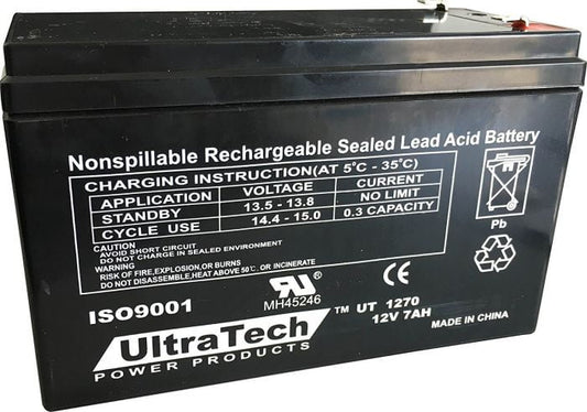 Classic UltraTech UT1270 12V 7 Ah Sealed Lead Acid Alarm Battery UT-1270