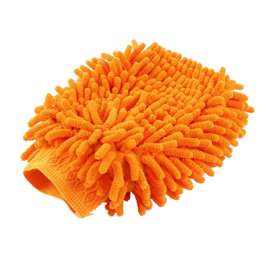 Classic Unique Bargains Car Auto Cleaning Tool 2 Sides Orange Microfiber Chenille Mitt Glove 21cm x 18cm