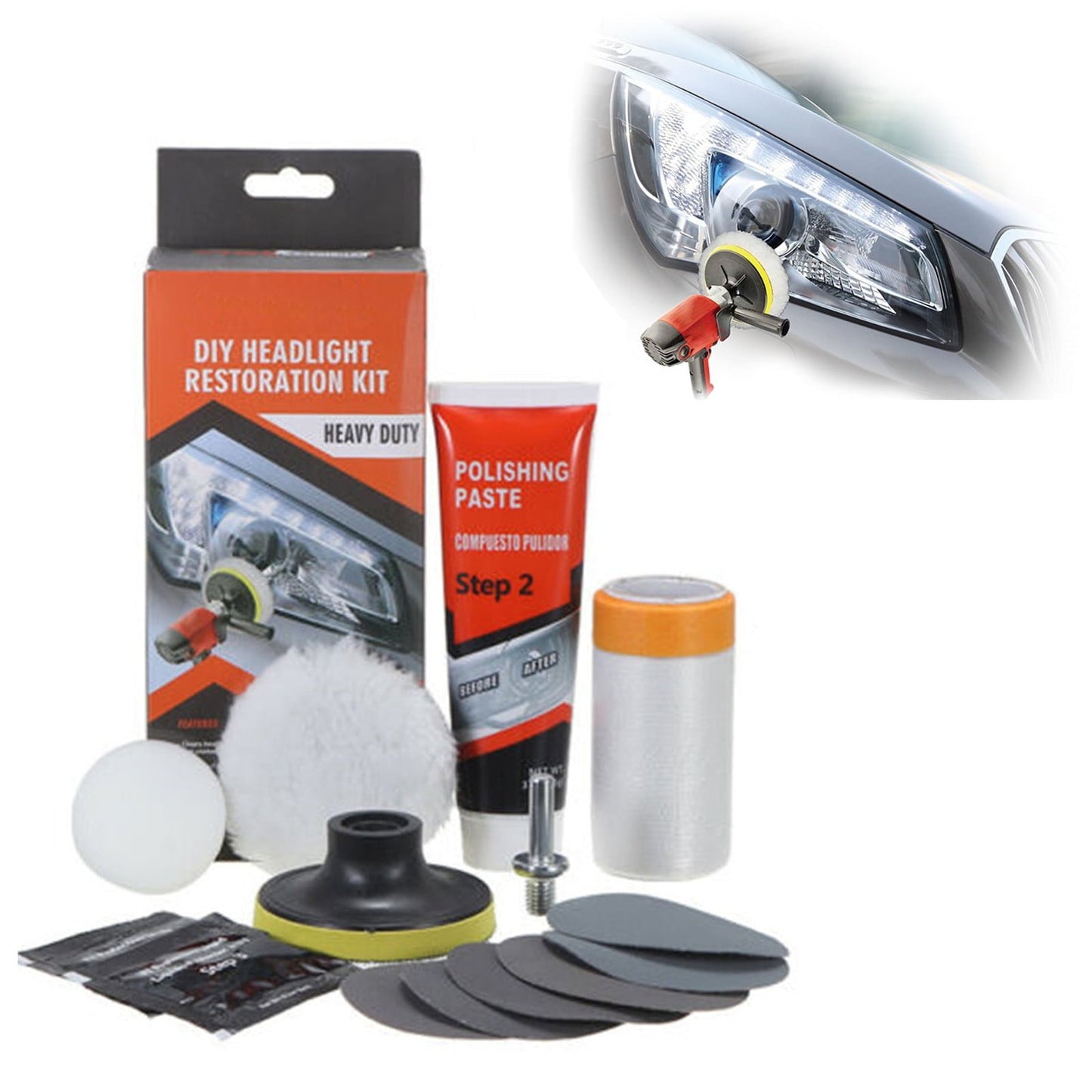 Versatile Up to 50% Off, Ovzne Headlight Preparation Set,headlight Restoration Kit For Car And Motorcycle, Headlight Polishing,scratch Removal,restoration Coating,car Cleaning And Maintenance