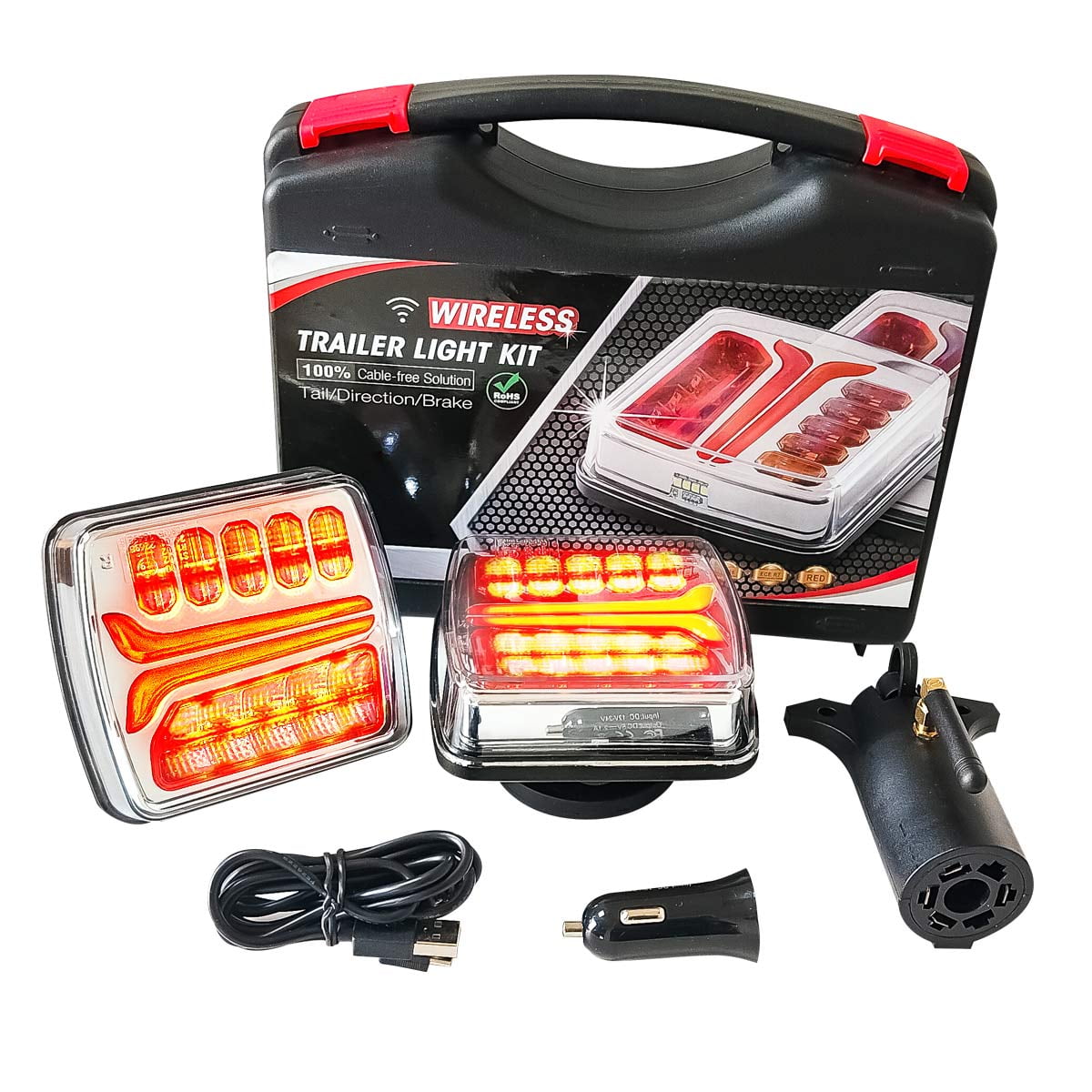 Versatile Wireless Magnetic Tow Light Kit, Rechargeable Battery Tow Trailer Lights Kit for Trailers, Trucks, Campers,and Boats