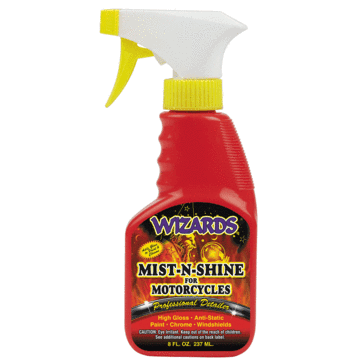 Versatile Wizards 22208 Mist-N-Shine Motorcycle Professional Detailer - Multi-Use Glass Cleaner and Scratch Remover for Motorcycle Tool Kit - Adds Gloss to Paint, Chrome and Glass - 8 oz - Made in USA