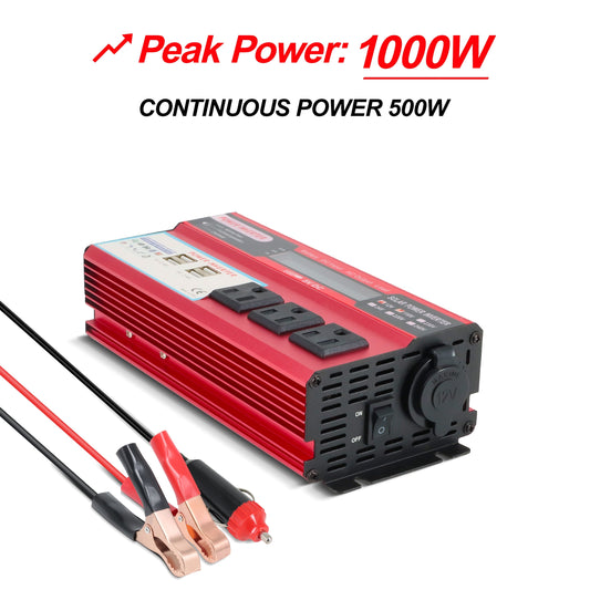 Versatile Yyton 500W Car Power Inverter, Modified Sine Wave Inverter DC 12V to AC 110V Car Converter with LCD Display, 4x2.4A USB Ports Car Charger with 1 Cigarette Lighter Ports