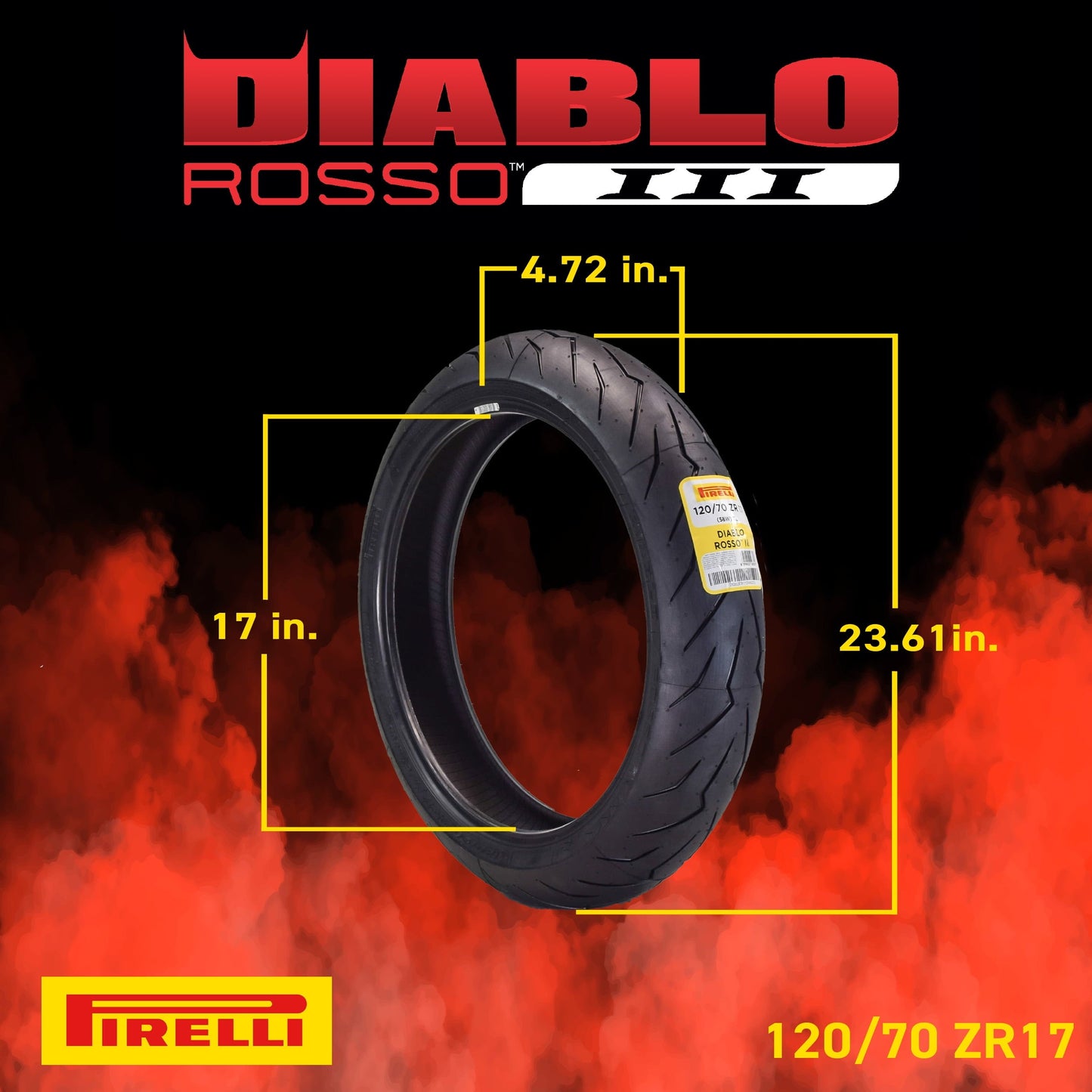 Versatile Pirelli Diablo Rosso III 120/70ZR17 160/60ZR17 Front & Rear Motorcycle Tire Set 120/70-17 160/60-17