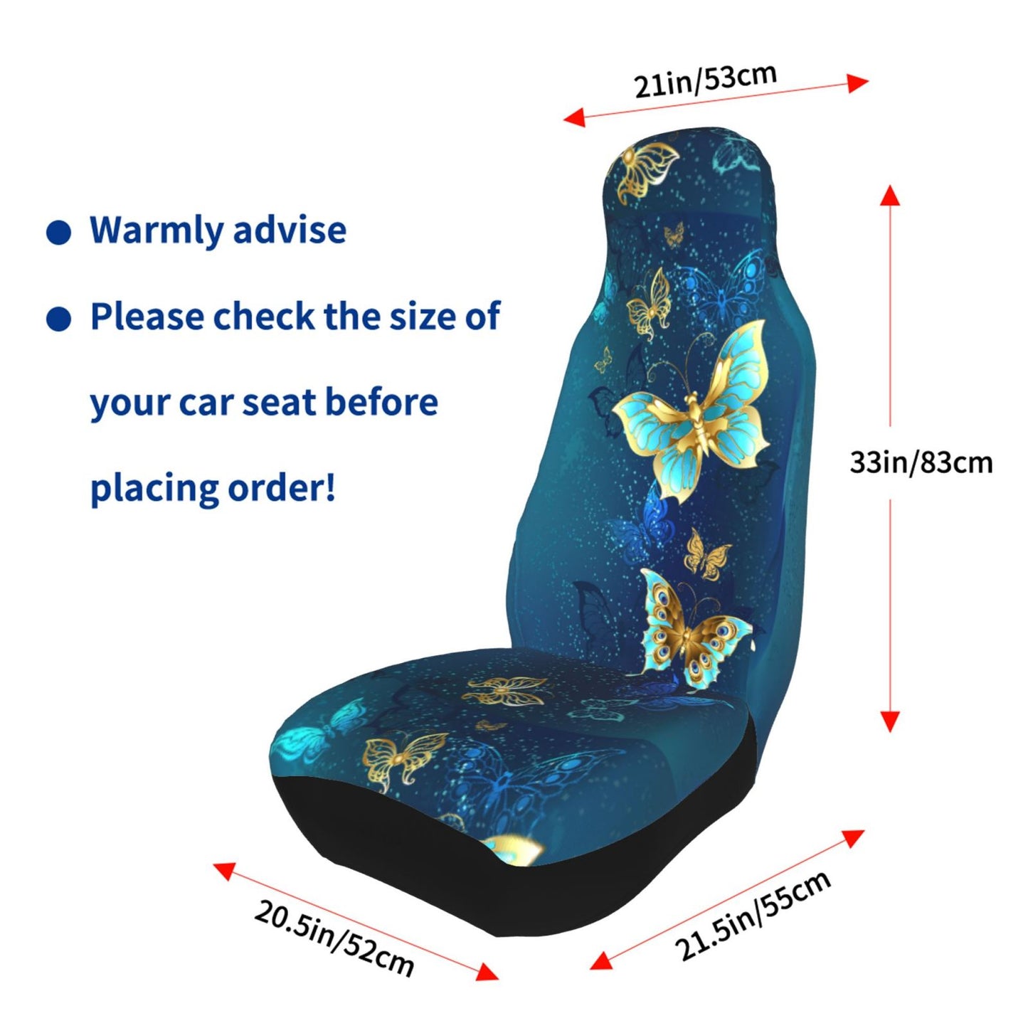 Versatile KAKALAD Blue butterfly Car Seat Covers Set Vehicle Front Seats Protector 2 Pcs