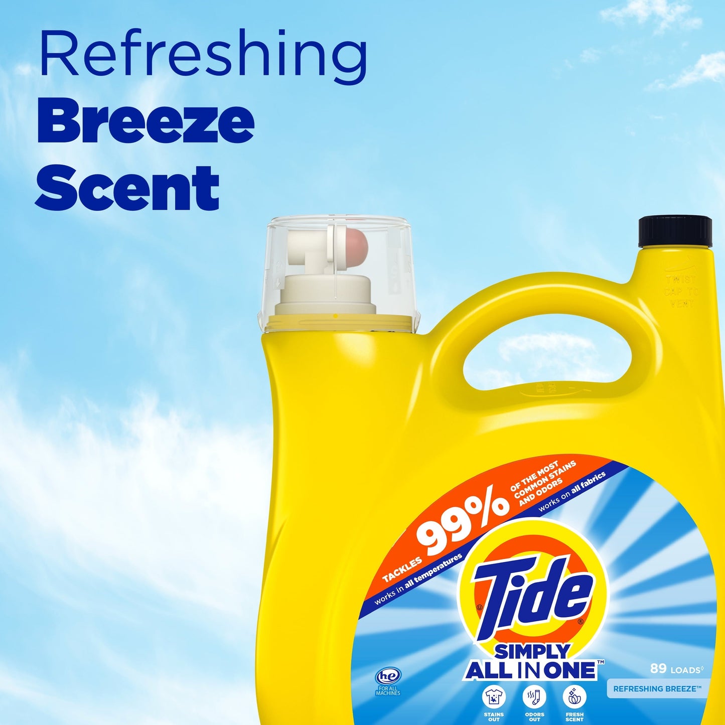 Versatile Tide Simply Refreshing Breeze, 89 Loads Liquid Laundry Detergent, 128 fl oz