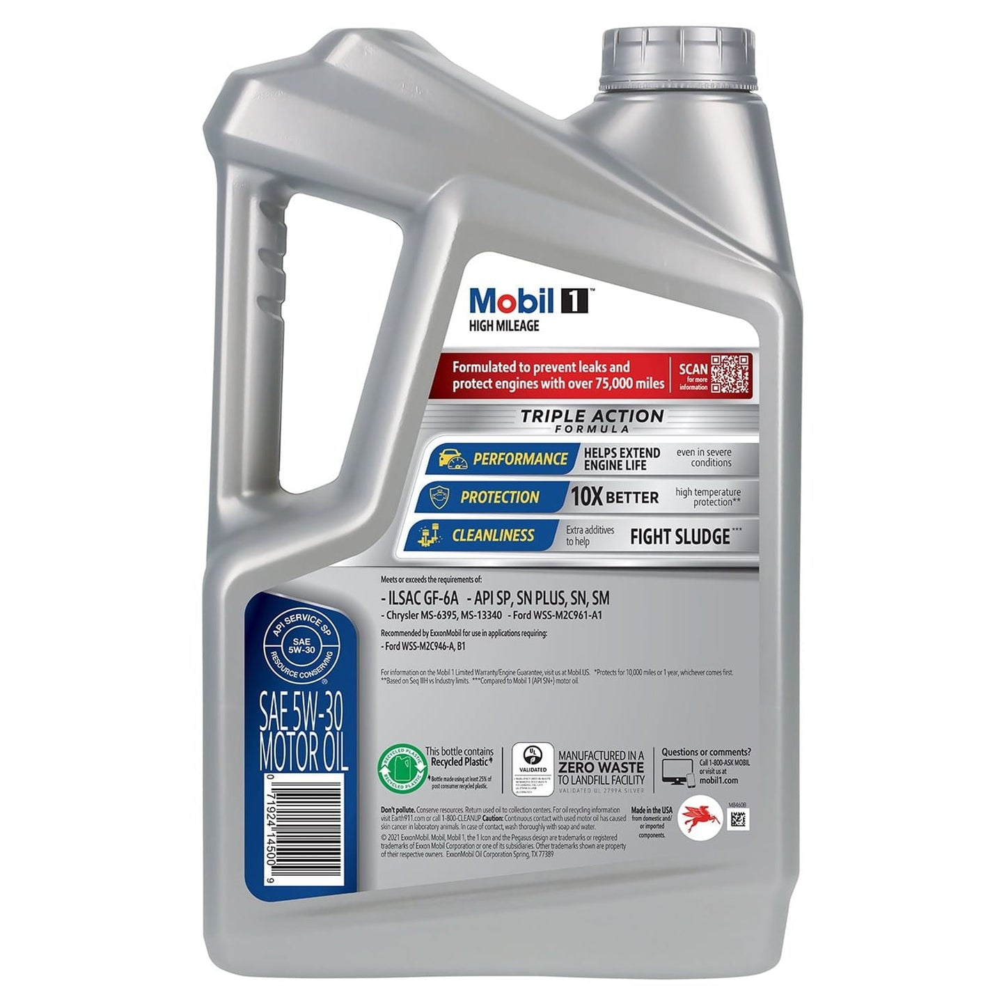 Classic Mobil 1 High Mileage Full Synthetic Motor Oil 5W-30, 5 qt