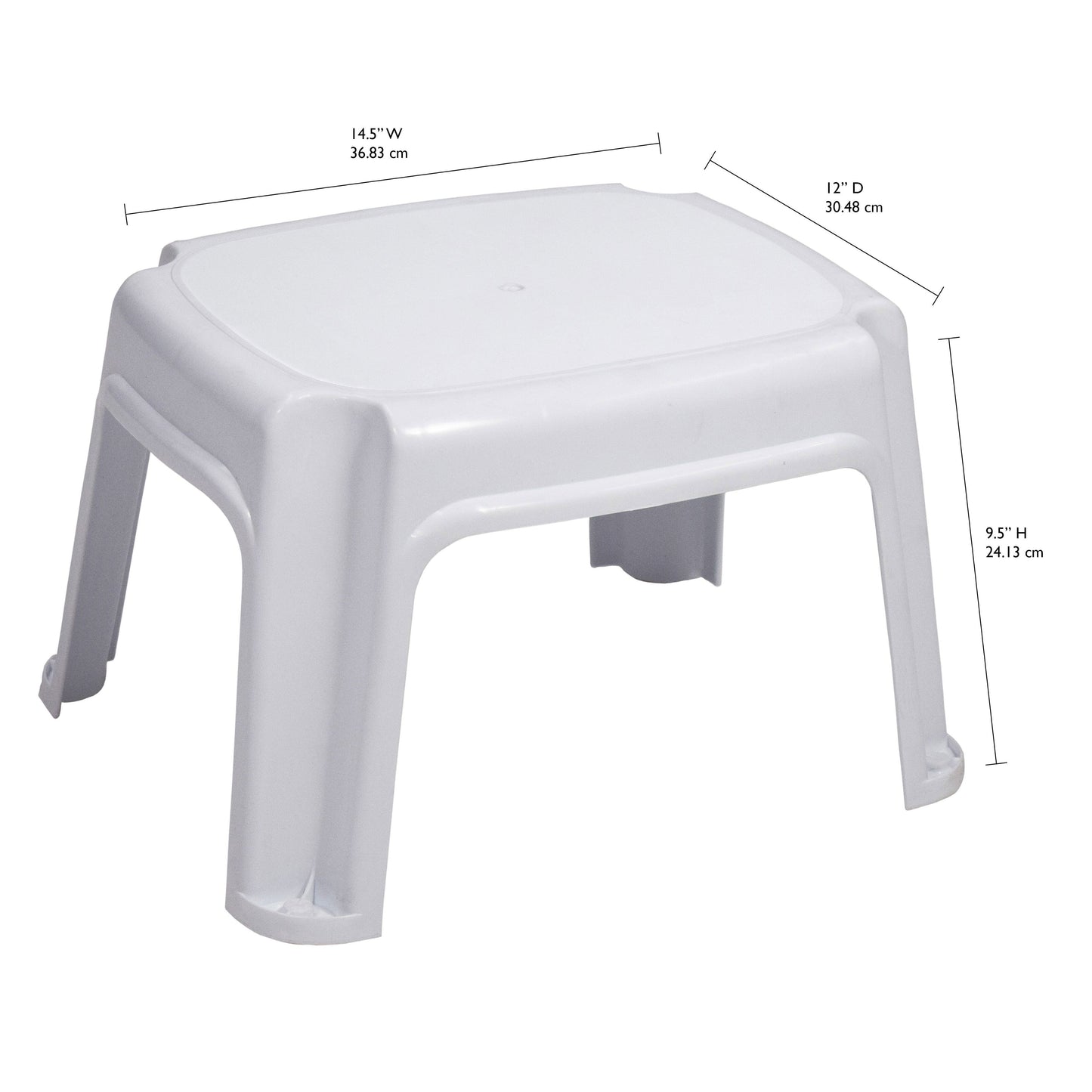 Versatile Gracious Living 9.5-Inch Tall, Sturdy Non Slip Plastic Single Level Home Step Stool, White