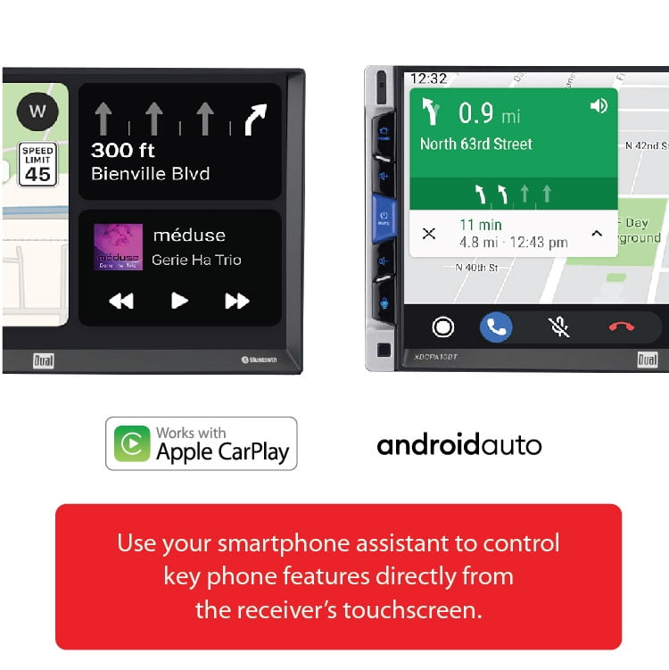 Versatile Dual Electronics XDCPA10BT 7 Inch Double DIN Car Stereo, Certified Apple CarPlay Android