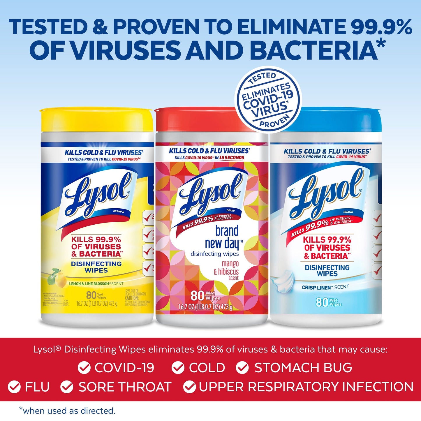 Classic Lysol Disinfectant Wipes Bundle, Multi-Surface Antibacterial Cleaning Wipes, contains 1 Lemon (80ct) 1 Crisp Linen (80ct) & 1 Mango & Hibiscus (80ct)