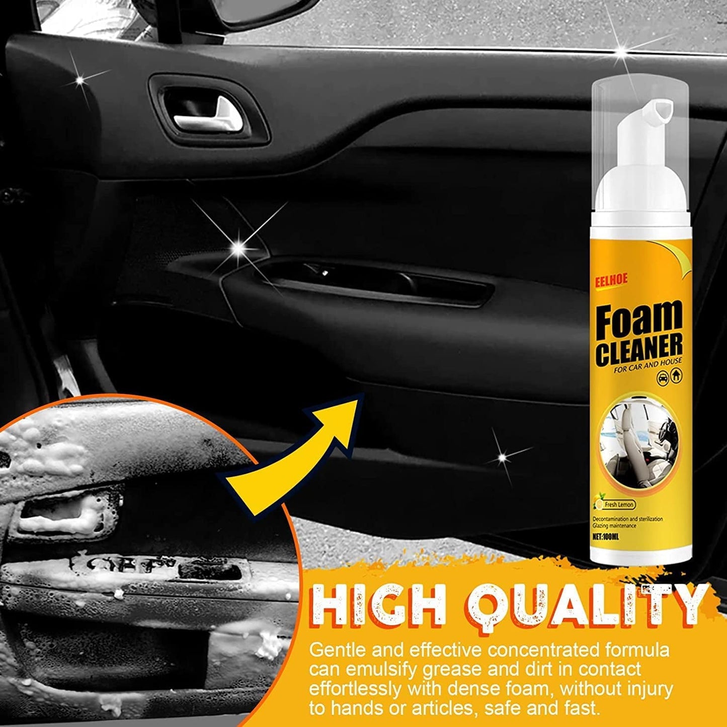 Versatile Car Magic Foam Cleaner, Foam Cleaner for Car, Foam Cleaner All Purpose, Neat Freakz Multi-Purpose Foam Cleaner, Powerful Stain Removal Kit (100ml, 3pcs)