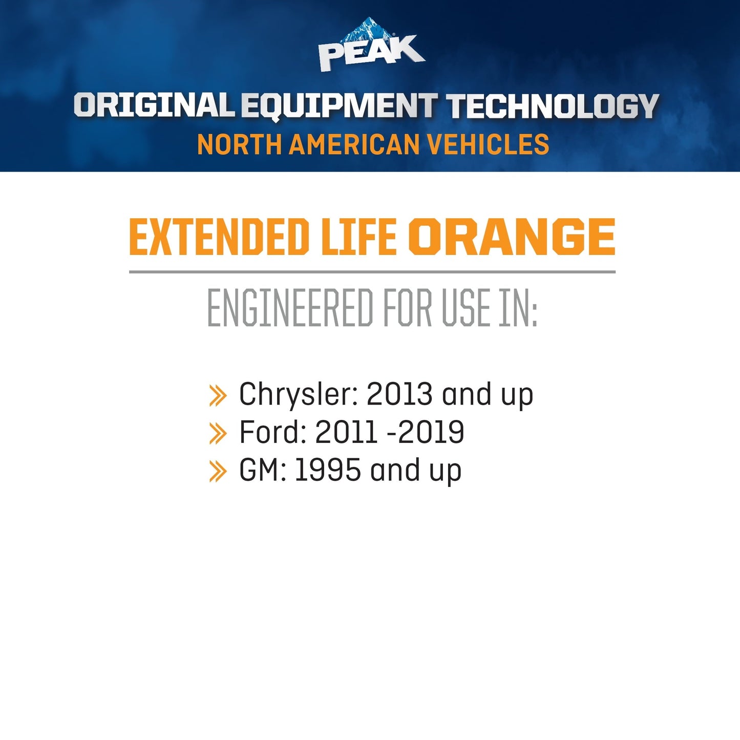 Classic PEAK Original Equipment Technology Antifreeze for North American Vehicles - Orange