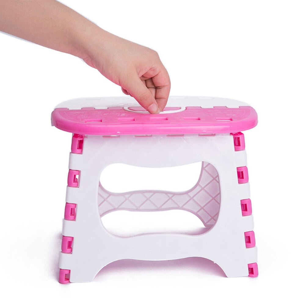 Classic Plastic Folding Step Stool Portable Stool for Kids Home Bathroom Garden Kitchen Livingroom (Pink)