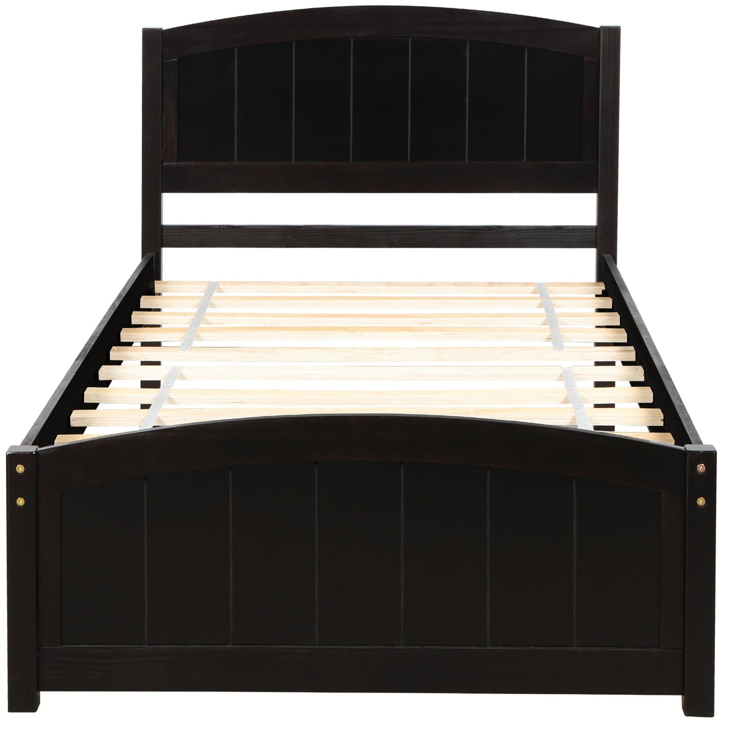 Versatile Wood Platform Bed, Twin Size Bed Frame Sleigh Bed with Headboard for Kids Teens Adults, Wood Slat Support, No Box Spring Needed, Space Saving Design, Expresso