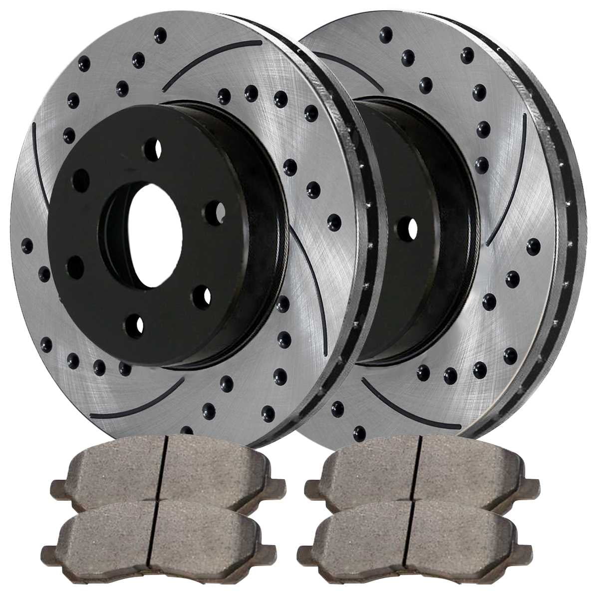 Versatile AutoShack Front Drilled Slotted Brake Rotors Black and Ceramic Pads Kit Driver and Passenger Side Replacement for 2017-2019 Nissan Titan Armada 2011-2013 INFINITI QX56 2014-2019 QX80 SCD1509-PR41508LR