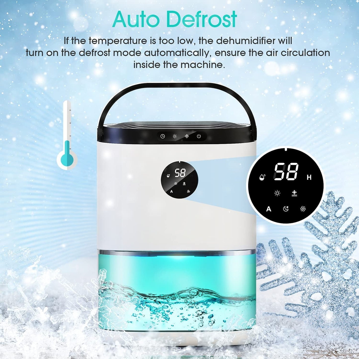 Classic KLOUDIC 78oz 2300ml Dehumidifier for Home 4500 Cubic Feet 480 Sq ft Portable Ultra Quiet Dehumidifiers