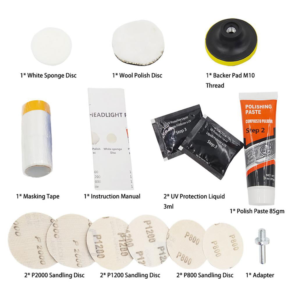 Classic Polishing Headlight Repair Kit | Full Headlight Restoration Kit | Car Headlight Cleaner, Brings Headlights Back to Like New, Restores Oxidation, Hazy, Yellow, Scratch