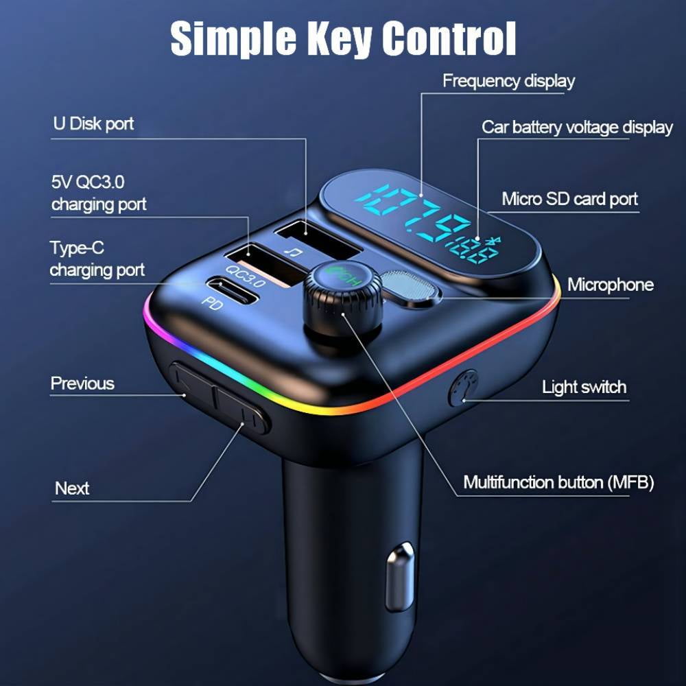 Classic MSOVA 5.0 Bluetooth FM Transmitter with USB Charging Hand Free Calling, 1pcs Black