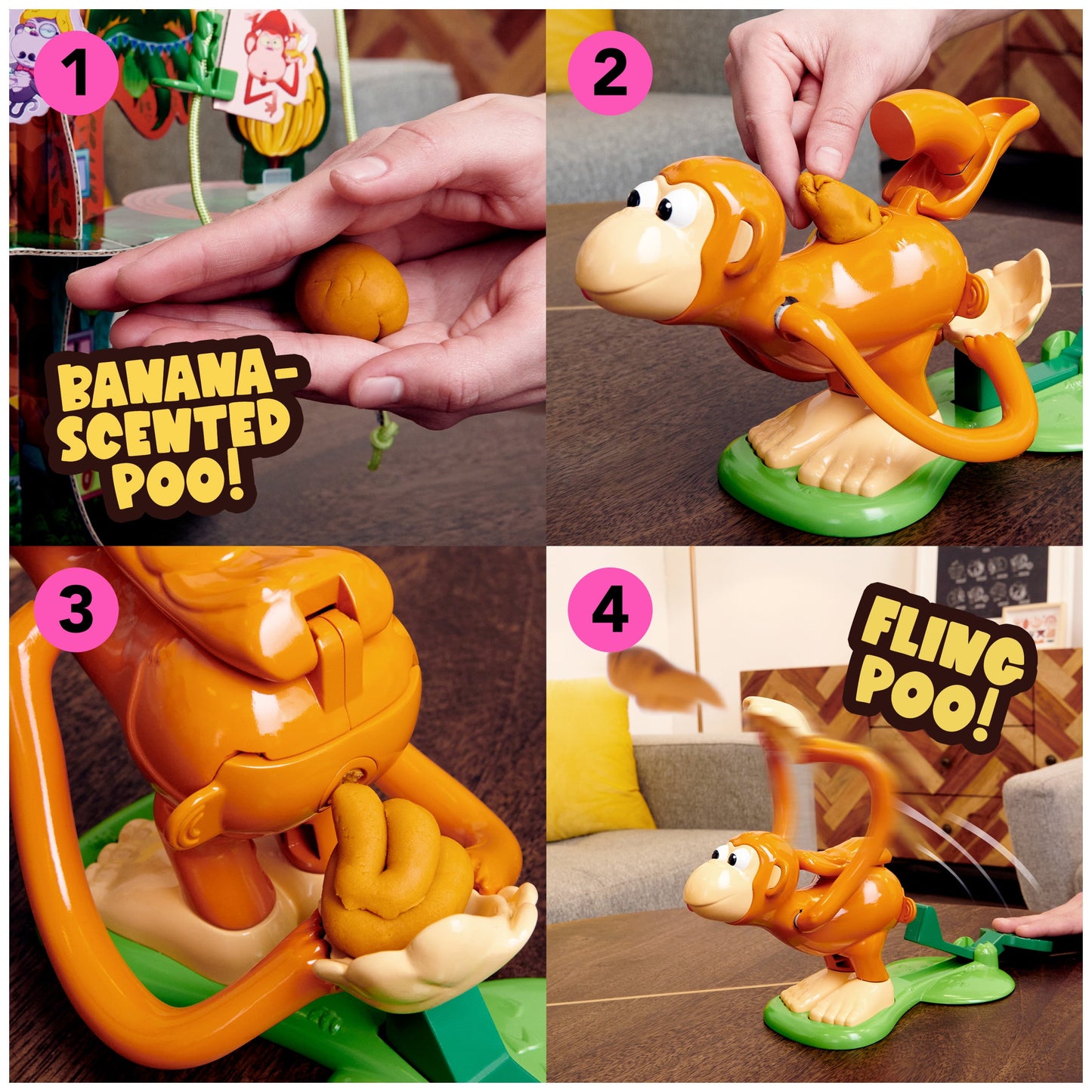 Versatile Monkey See Monkey Poo Game with Banana-Scented Fake Poop for Kids 4+