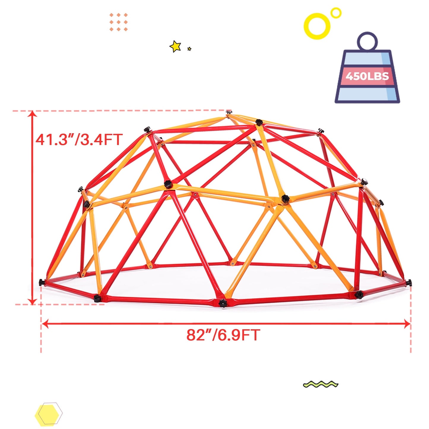 Classic TOBBI Outdoor Kid's Dome Climber 82" Climbing Dome Steel Frame Monkey Dome Climber Bars Playset Outdoor Playground Jungle Gym