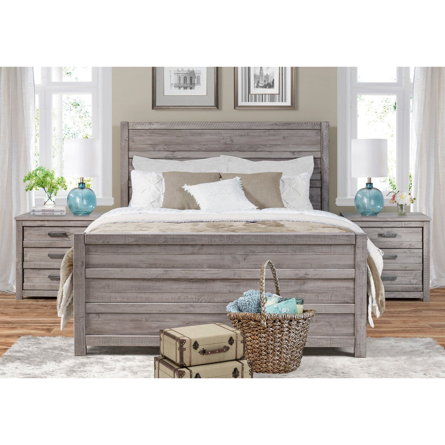 Versatile Carmel Bed - King Size - Antique Walnut Finish