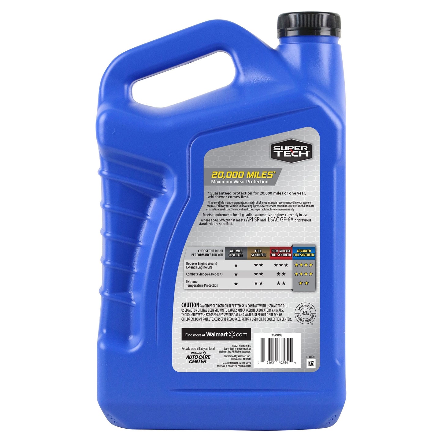 Versatile Super Tech Advanced Full Synthetic Motor Oil SAE 5W-20, 5 Quarts