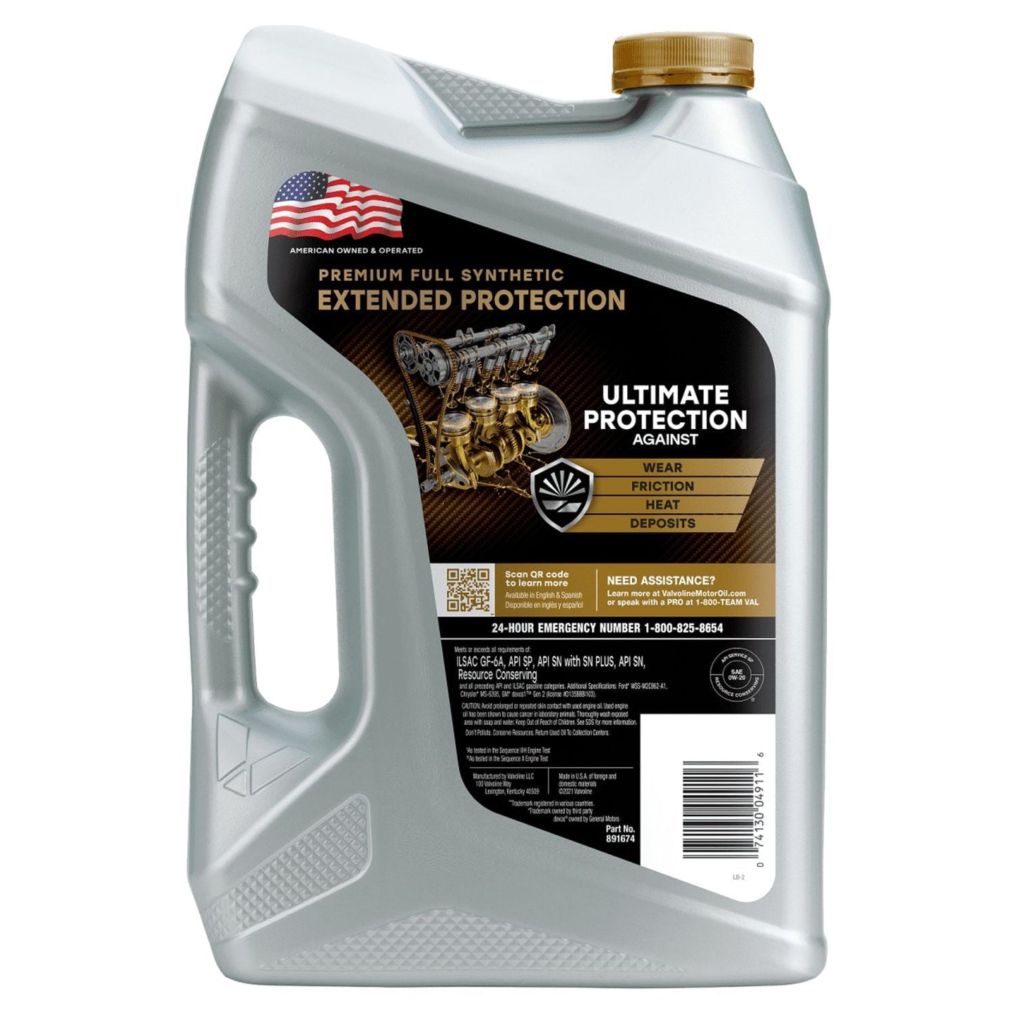 Classic Valvoline Extended Protection Premium Full Synthetic 0W-20 Motor Oil 5 QT