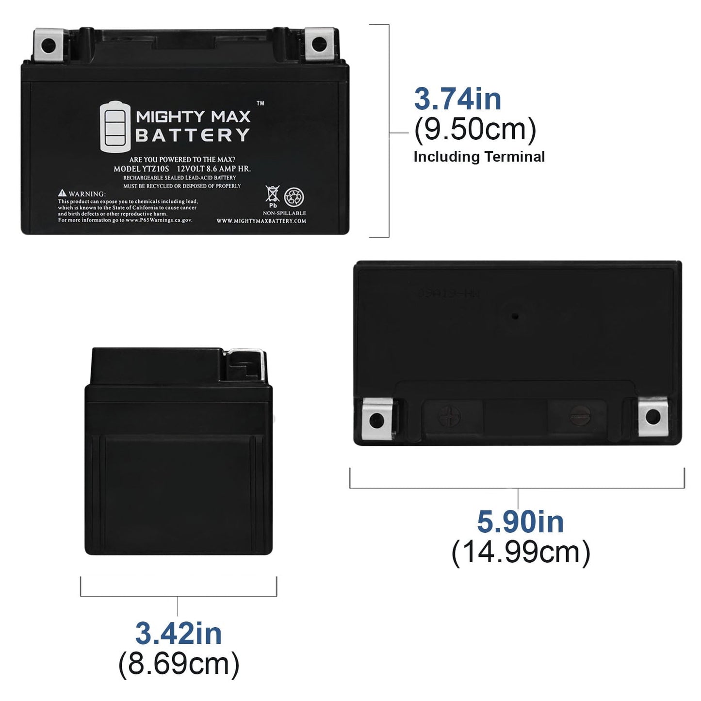 Versatile YTZ10S 12V 8.6AH Battery for Yamaha 850 FZ-09 14-'15