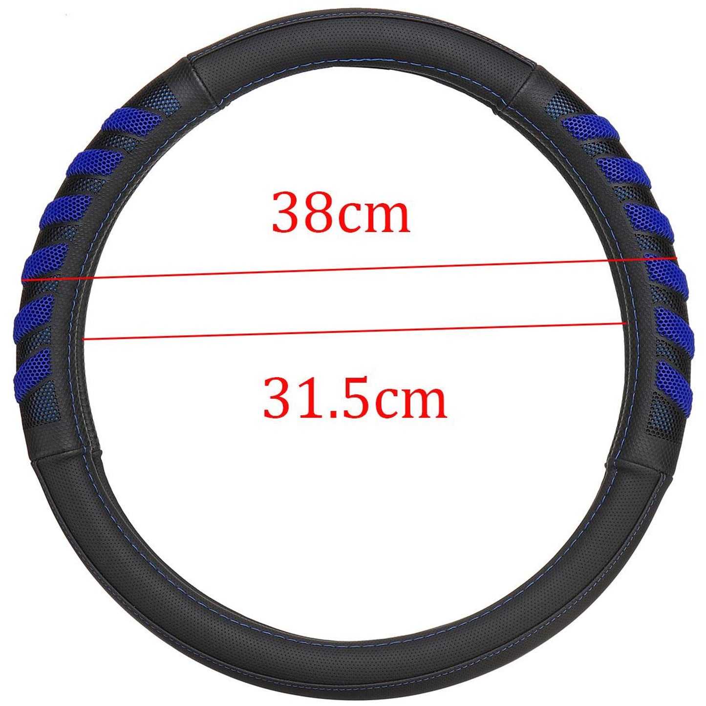 Classic Car Steering Wheel Cover Grip Black Blue Auto Universal High Quality 14.5"-15.5"