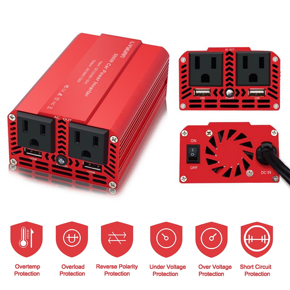 Versatile LVYUAN 500 Watts Power Inverter Converter DC 12V to AC 110V Car Inverter 2USB Car Adapter